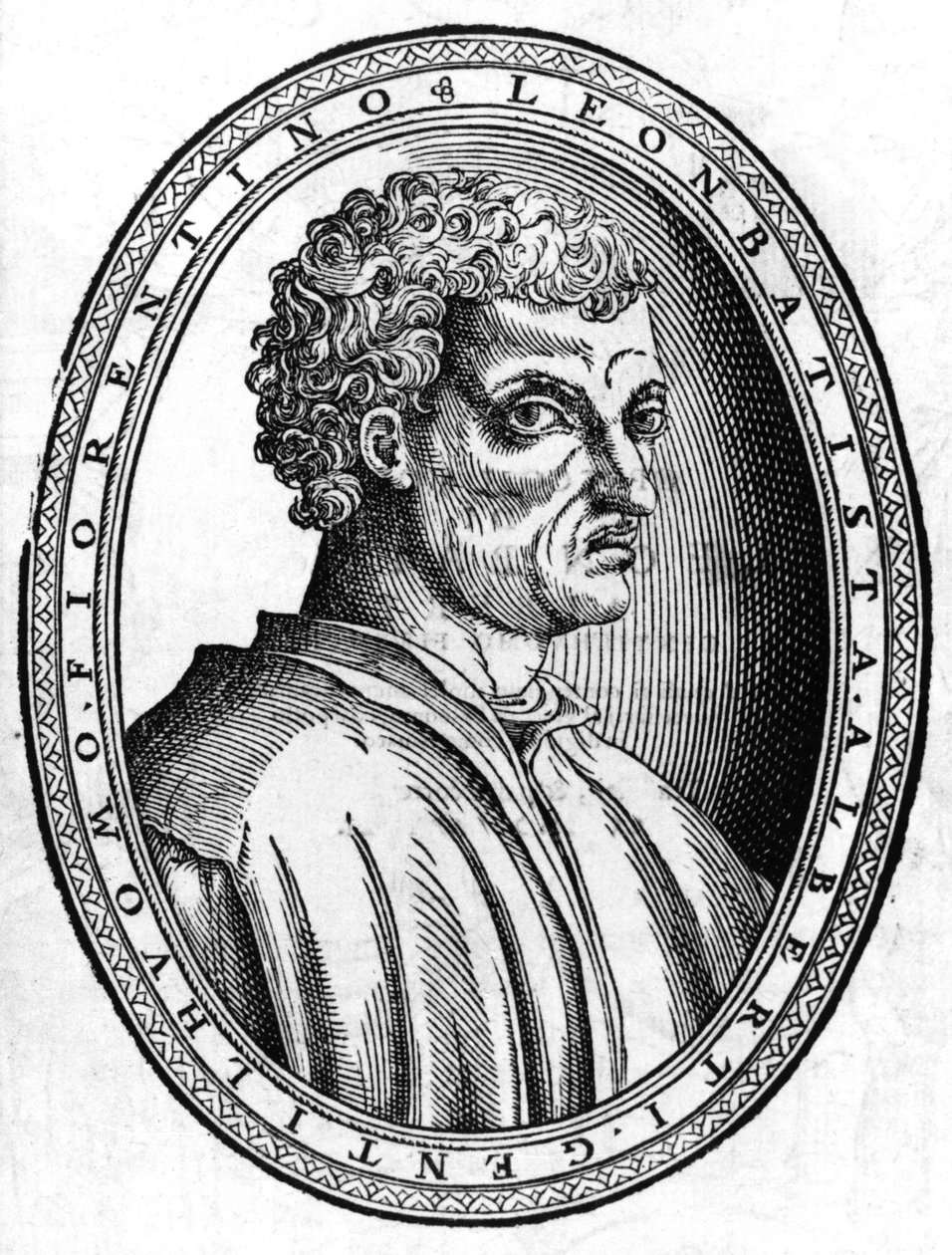 Portræt af Léon Battista Alberti (1404 - 1472), italiensk humanist og arkitekt, sd gravering. af Unknown artist