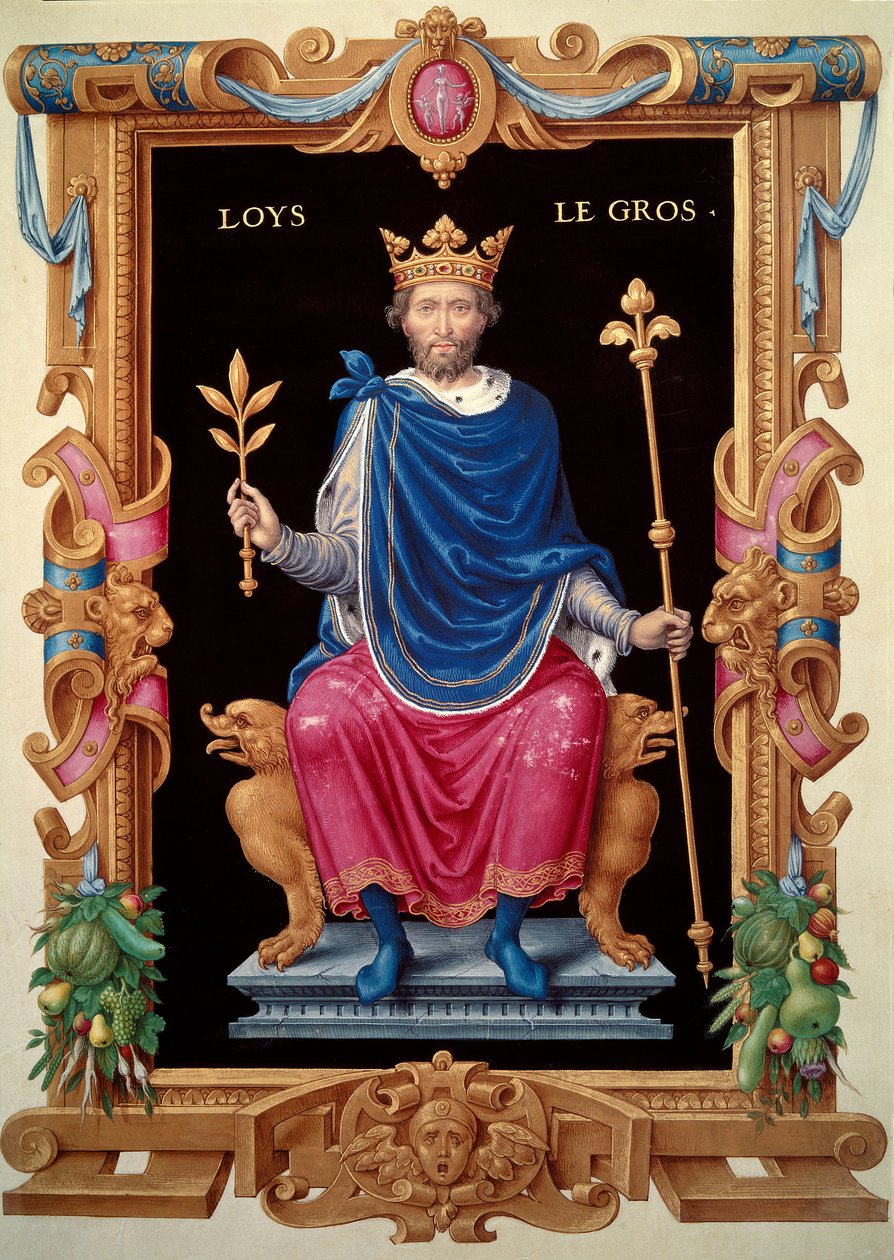 Portræt af Louis VI kendt som "the Gros" (1081-1137). Miniature i ""Recueil des Kings de France"", af Jean du Tillet, omkring 1555-1566. BN, Paris af Unknown artist