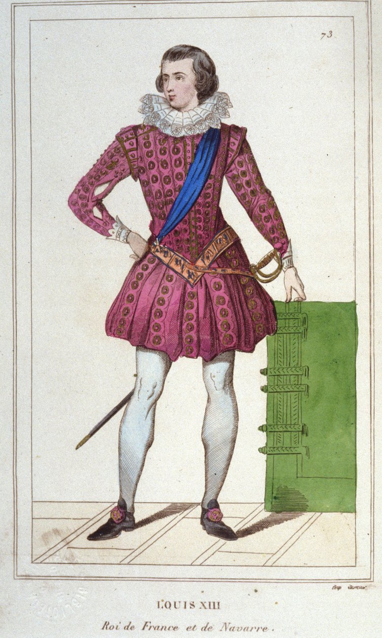 Portræt af Louis XIII (1601 - 1643), konge af Frankrig, gravering af 1830 af Unknown artist