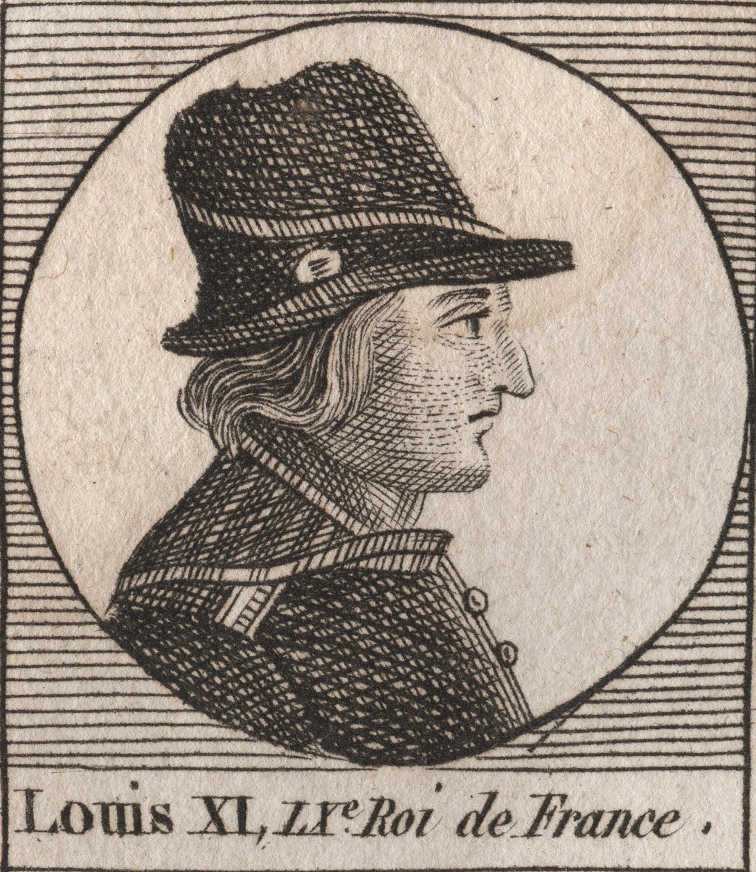 Portræt af Louis XI (1423-1483), konge af Frankrig - Portræt af Louis XI af Frankrig (1423-1483), konge af Frankrig - gravering fra "Instruction sur l