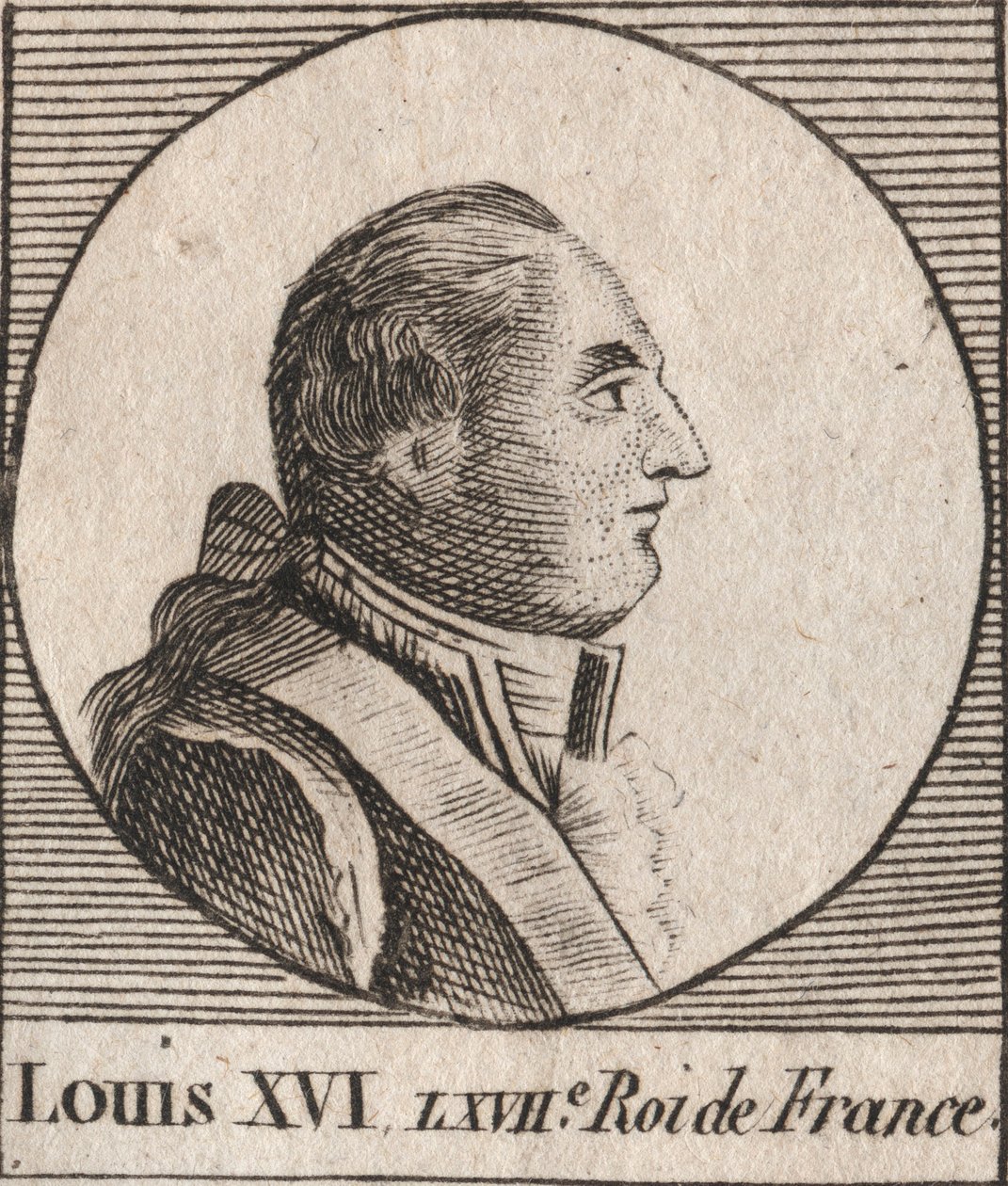 Portræt af Louis XVI (1754-1793), konge af Frankrig fra 1774 til 1791, derefter konge af franskmændene fra 1791 til 1792 - Ludvig XVI, konge af Frankrig og Navarra fra 1774 til 1791, derefter konge af franskmændene fra 1791 til 1792 - gravering fra "Instru af Unknown artist
