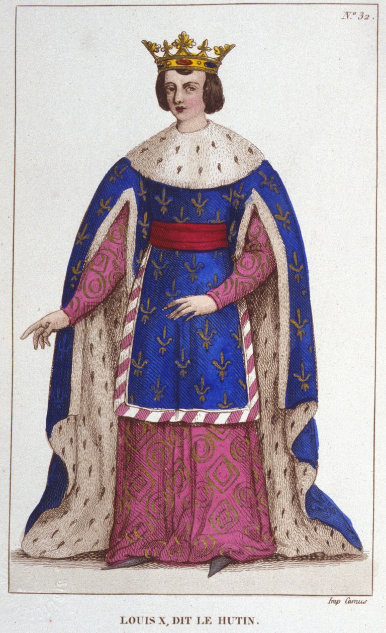 Portræt af Hutinen Ludvig X (1289 - 1316), konge af Frankrig, gravering af 1830 af Unknown artist