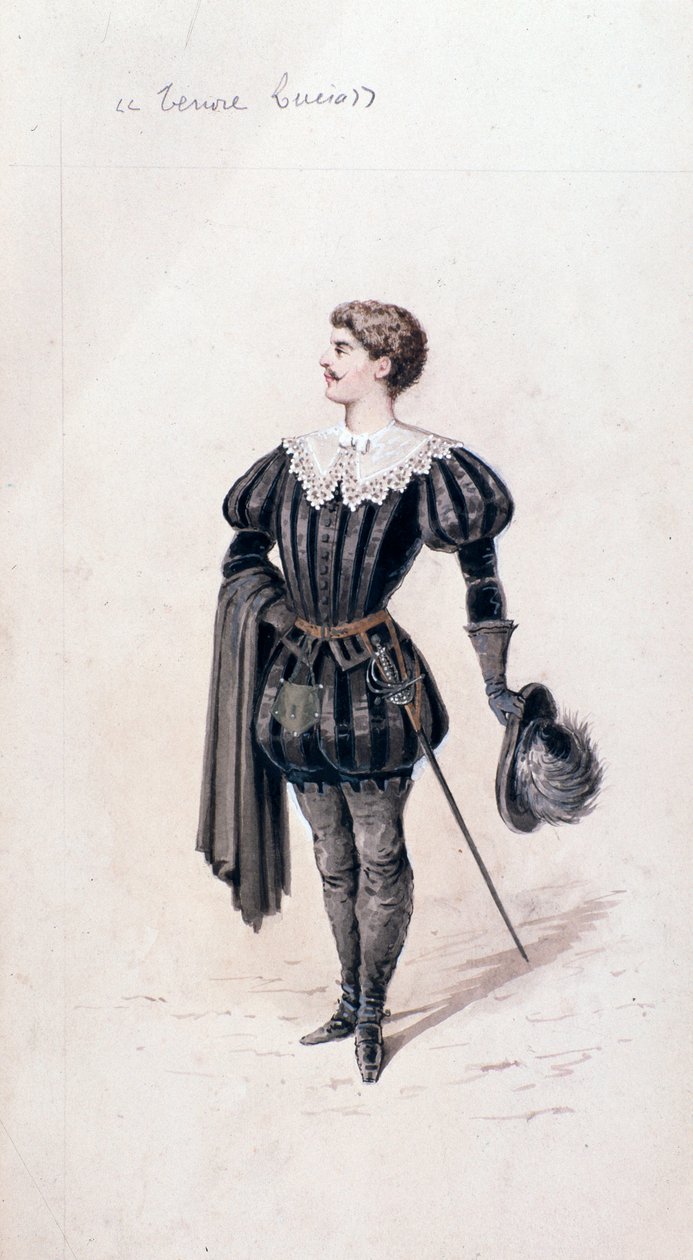 Portræt af Lucio, tenor i Lucia di Lammermoor, opera af Gaetano Donizetti af Unknown artist