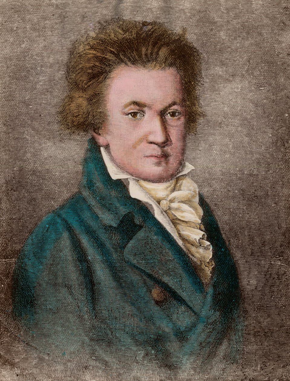 Portræt af Ludwig van Beethoven (1770 - 1827), tysk komponist. Indgravering af det 19. århundrede. Privat samling. af Unknown artist