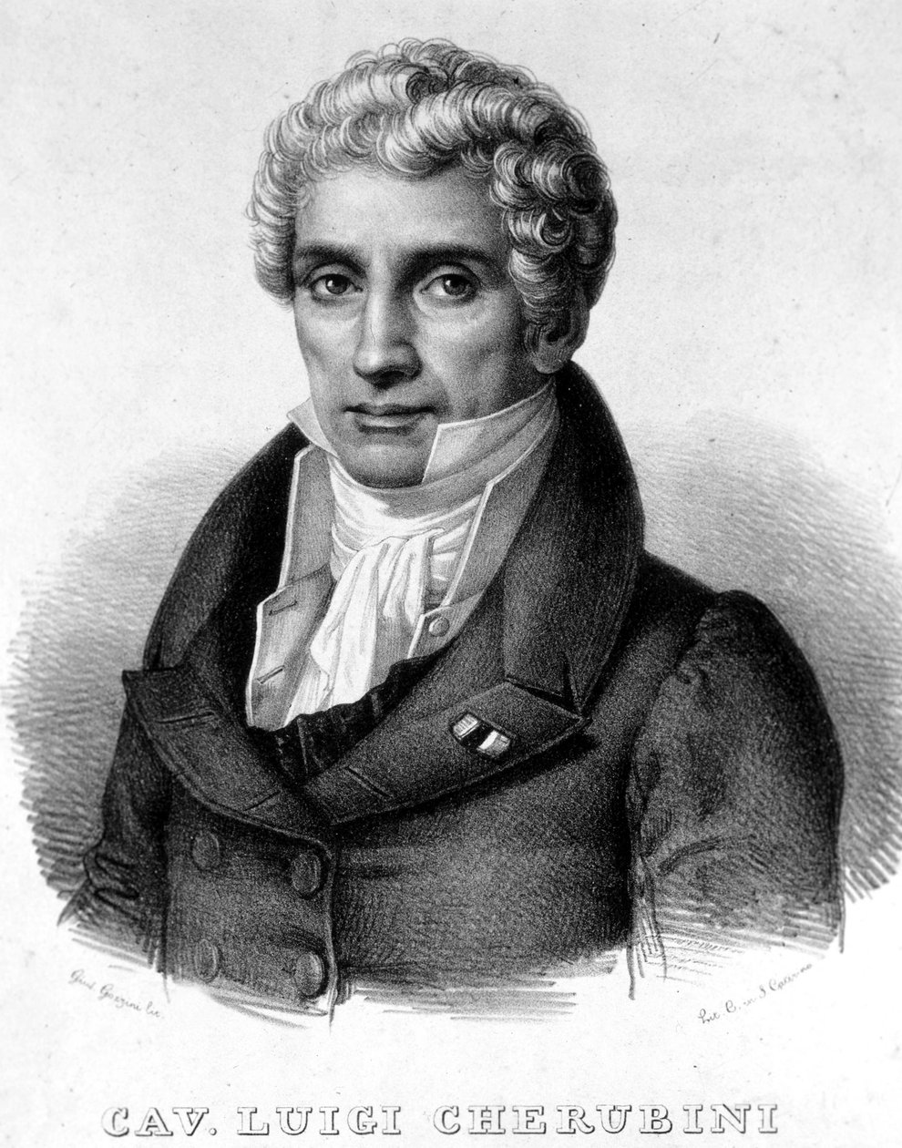 Portræt af Luigi Cherubini (1760-1842), italiensk komponist. af Unknown artist