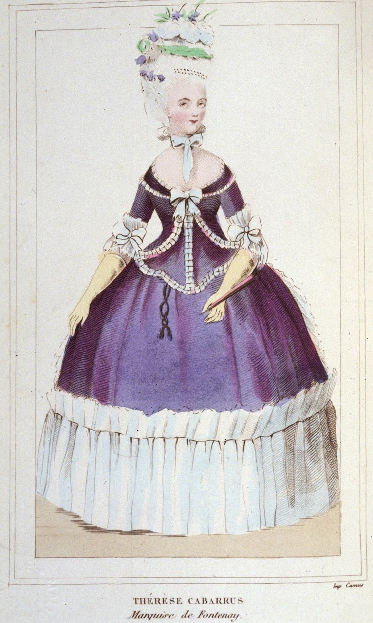 Portræt af Mademoiselle de Fontenay eller Teresa (Theresa eller Terezia) Cabarrus, kendt som Madame Tallien (Talien) (1773-1835), Marquise de Fontenay. Indgravering 1830 af Unknown artist