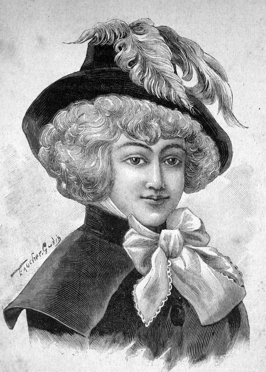 Portræt af Mademoiselle de Fontenay eller Teresa (Theresa eller Terezia) Cabarrus, dit Madame Tallien (Talien), prinsesse af Caraman Chimay (1773 - 1835) - i "" Les Contemporains", n.d. slutningen af ​​det 19. århundrede. af Unknown artist