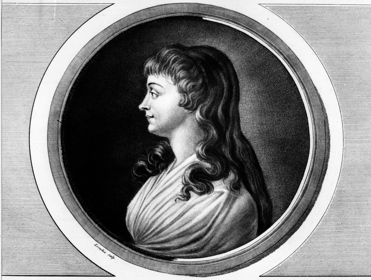 Portræt af Marie-Jeanne Phelippon, hustru til Roland de La Platiere dit "" Madame Roland" (1754-1793). Indgravering i "" Komplet samling af historiske malerier fra den franske revolution, i tre bind.""" 1804. af Unknown artist