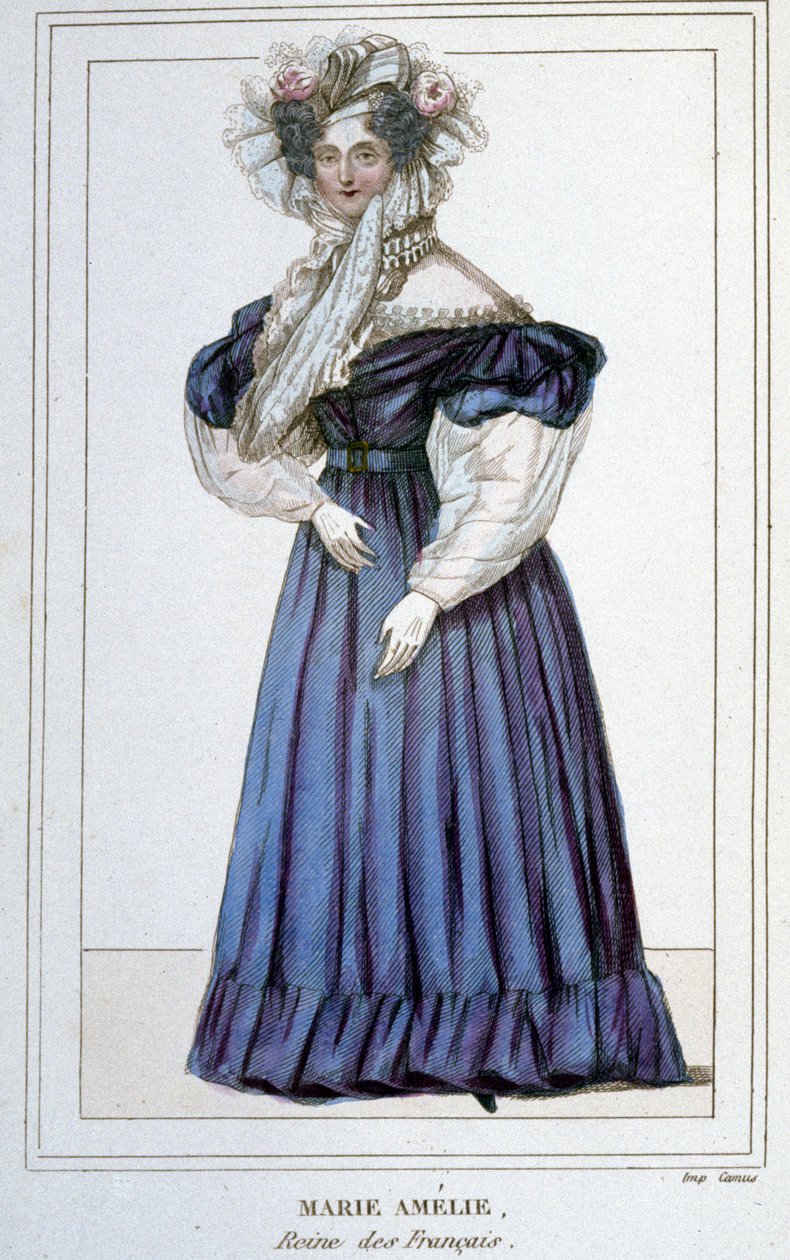 Portræt af Marie Amélie de Bourbon (1782 - 1866), franskmændenes dronning, hustru til Louis Philippe I. Gravering fra det 19. århundrede. af Unknown artist