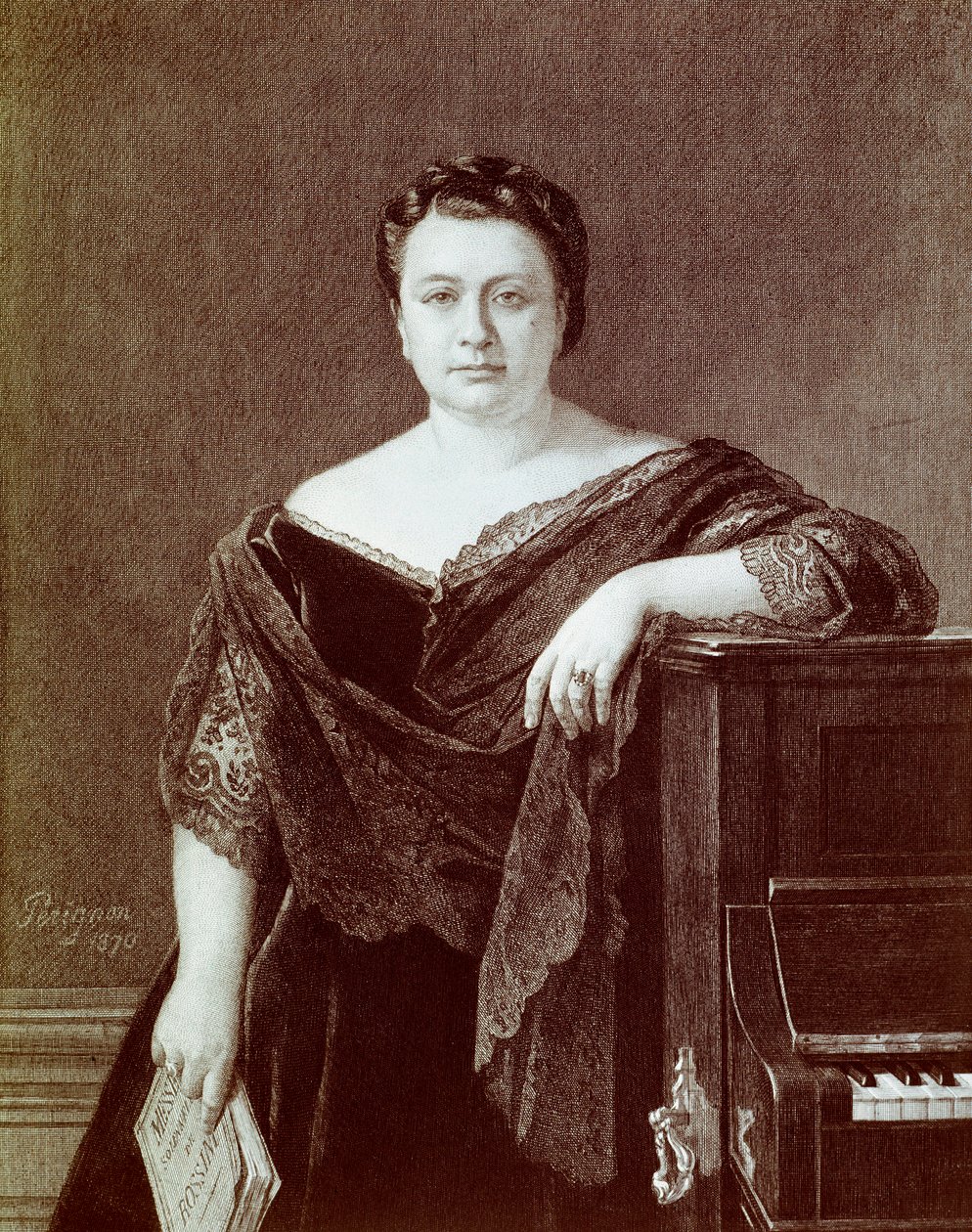 Portræt af Marietta Alboni (1826-1894), italiensk kontraaltsangerinde. Indgravering af privatsamlingen fra det 19. århundrede af Unknown artist