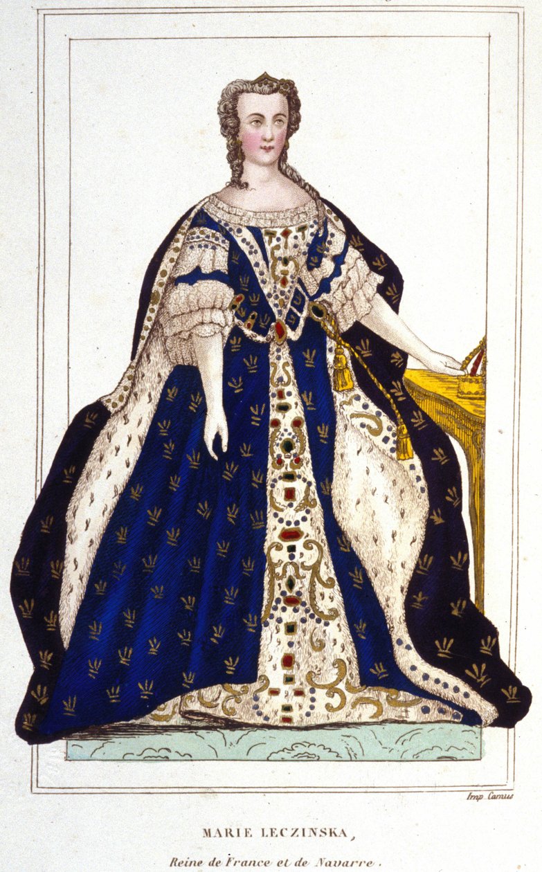 Portræt af Marie Leczinska, dronning af Frankrig (1703-1768) (Leczinska; Leczinska; Lozinka). Gravering fra 1830. af Unknown artist