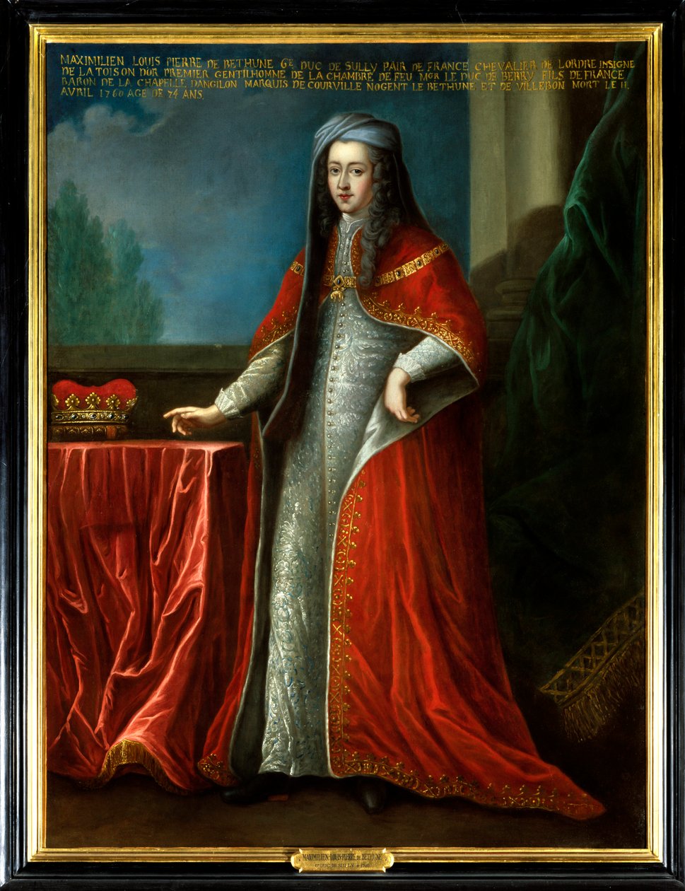 Portræt af Maximilian Louis Pierre de Bethune (1686-1760), sjette hertug af Sully. Han har en halskæde af det gyldne skind. Anonymt maleri fra det 18. århundrede. Olie på lærred. Obligatorisk omtale: Sully sur Loire, Chateau de Sully - Portræt af Lou af Unknown artist