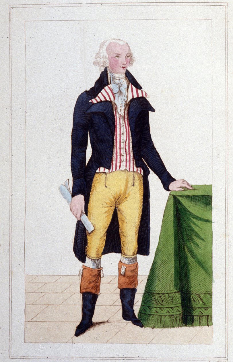 Portræt af Maximilian Robespierre (1758 - 1794) gravering af 1830 af Unknown artist