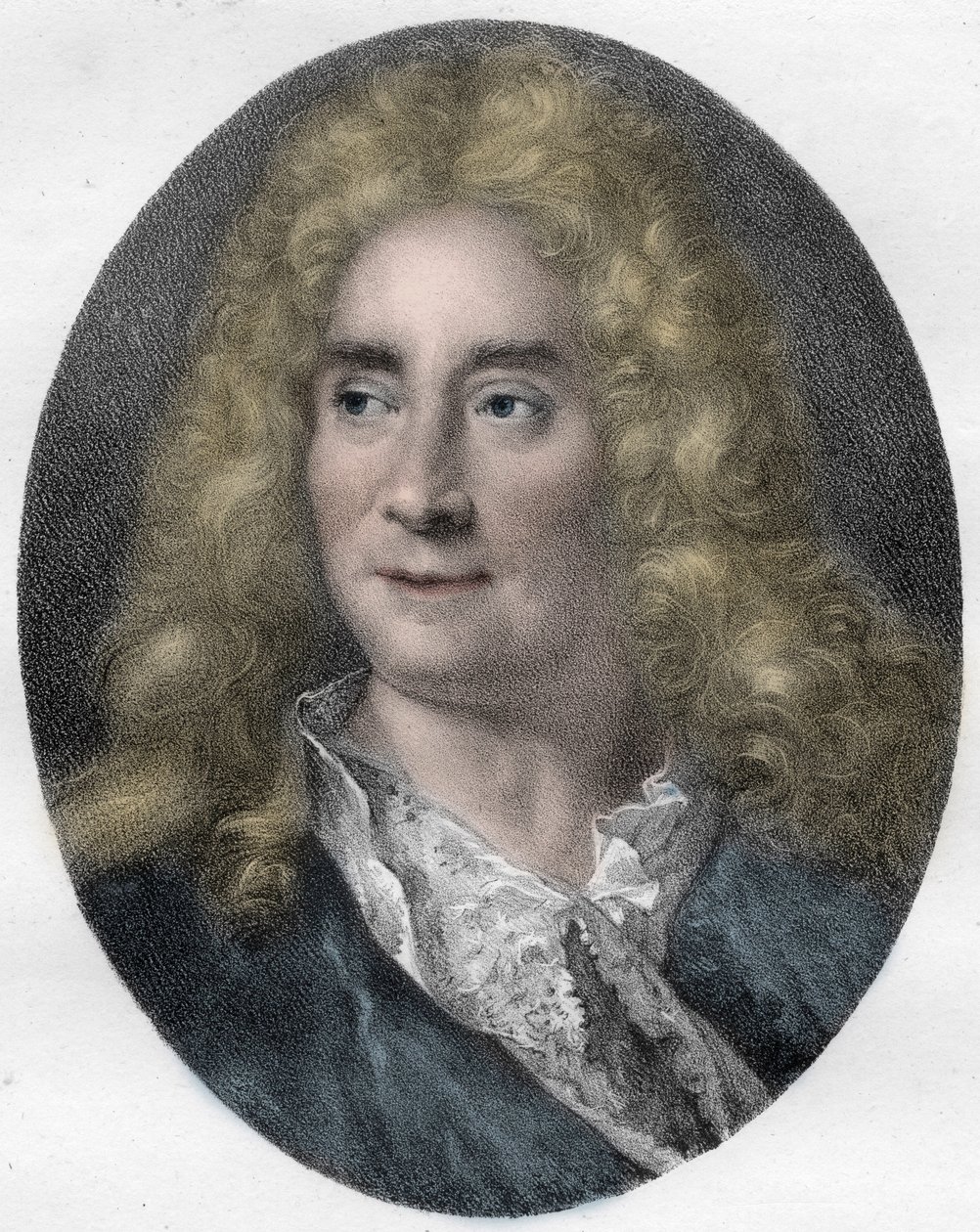 Portræt af Michel Boyron (Michel Baron), engelsk skuespiller og dramatiker (1653-1729) - gravering af Unknown artist