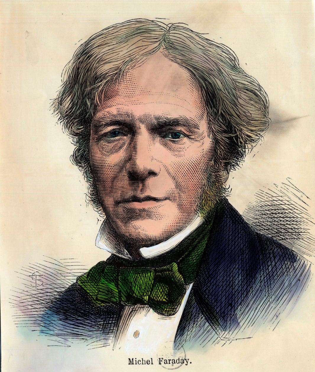 Portræt af Michel Faraday (1791 - 1867) engelsk fysiker. Indgravering af det 19. århundrede. Privat samling. af Unknown artist