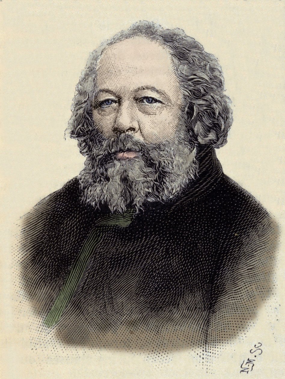 Portræt af Mikhail Aleksandrovich Bakunin (Bakunin) (1814-1876), russisk anarkist. af Unknown artist