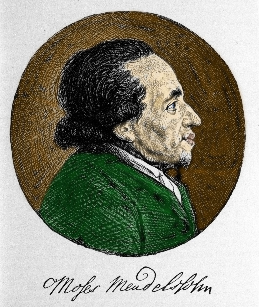 Portræt af Moses (Moses) Mendelssohn (1729 - 1786), filosof og sand grundlægger af moderne jødedom. Bedstefar til musikeren Felix Mendelssohn. af Unknown artist