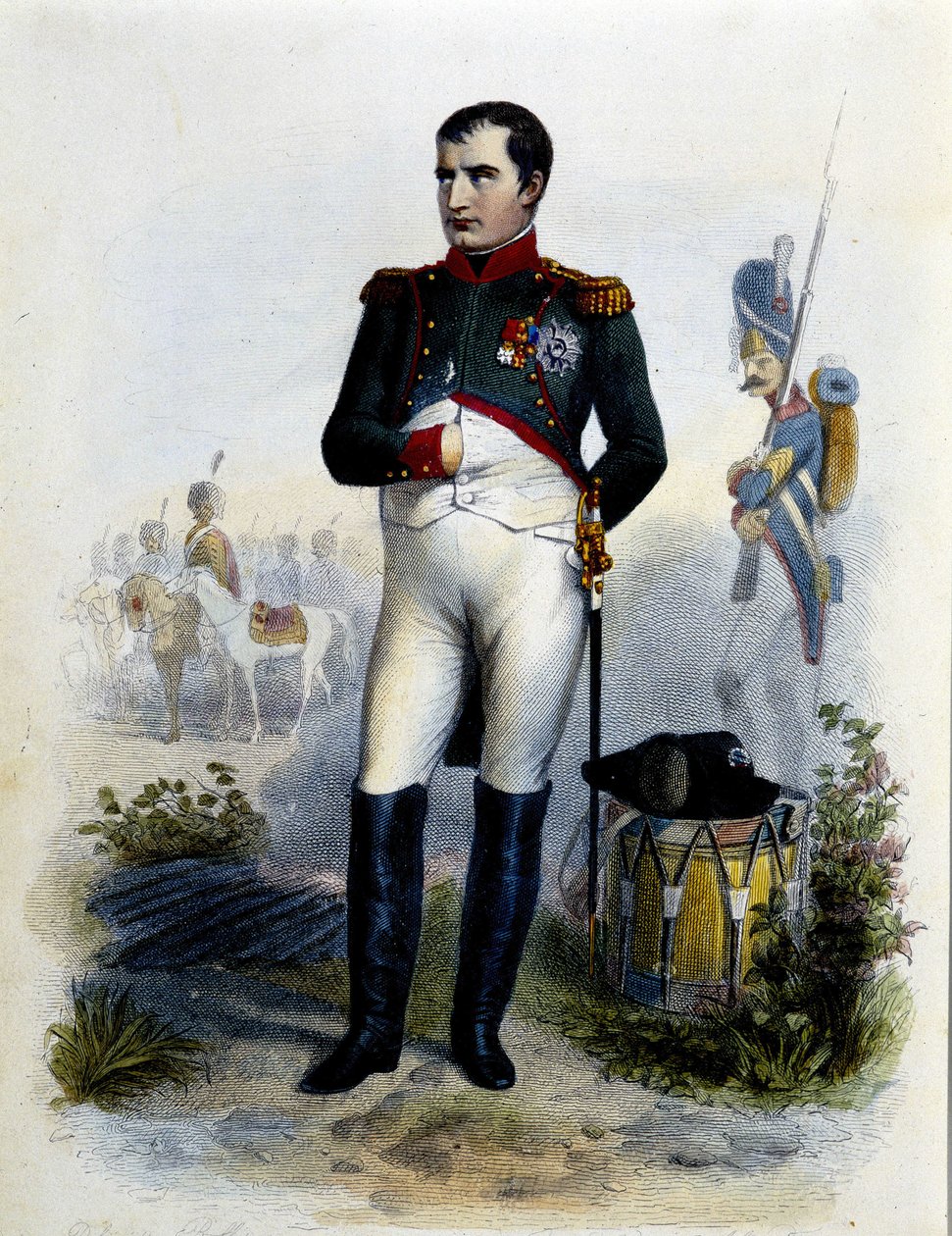 Portræt af Napoleon Ier. Gravering af det 19. århundrede. af Unknown artist