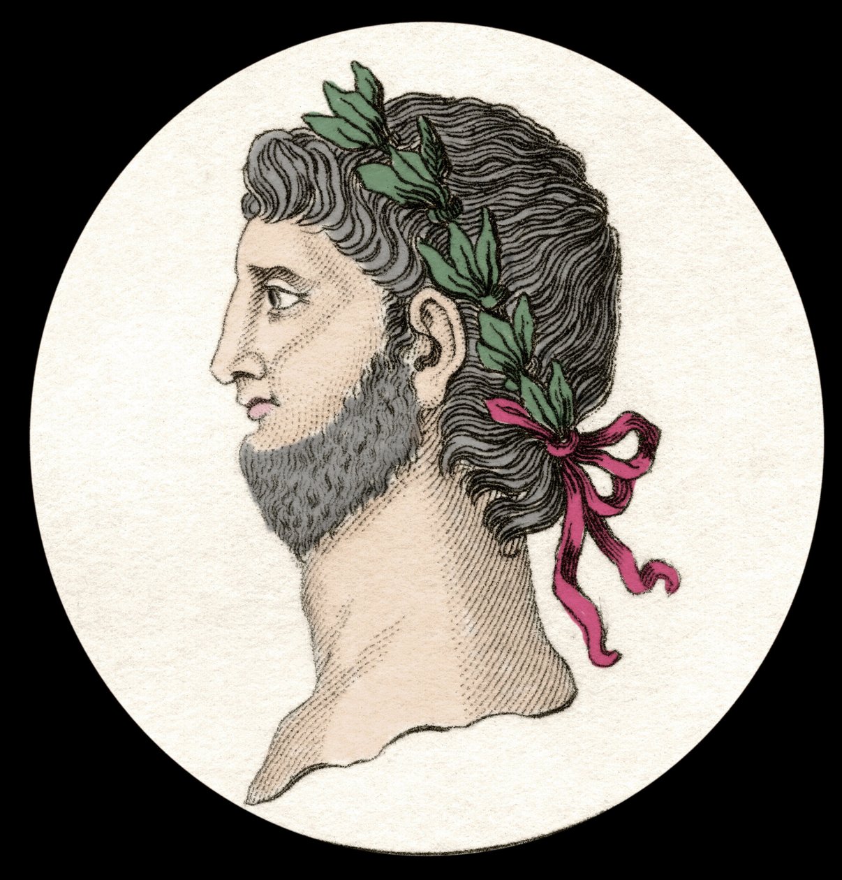 Portræt af Nero Claudius Cæsar Augustus Germanicus (37-68 e.Kr.), romersk kejser. Indgravering af det 19. århundrede. af Unknown artist