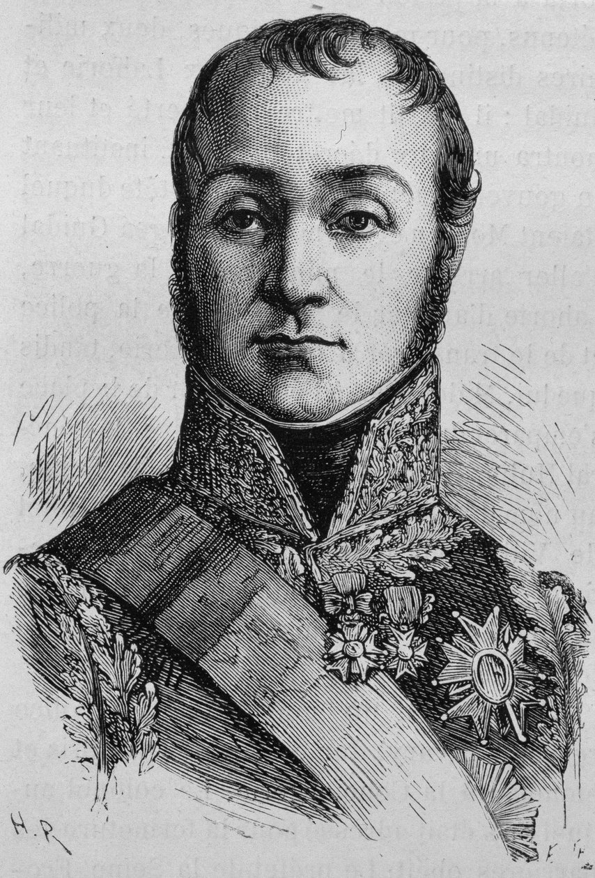 Portræt af Nicolas Oudinot, hertug af Reggio (1767 - 1847). Indgravering af slutningen af det 19. århundrede i "Histoire de France"" af H. Martin. af Unknown artist