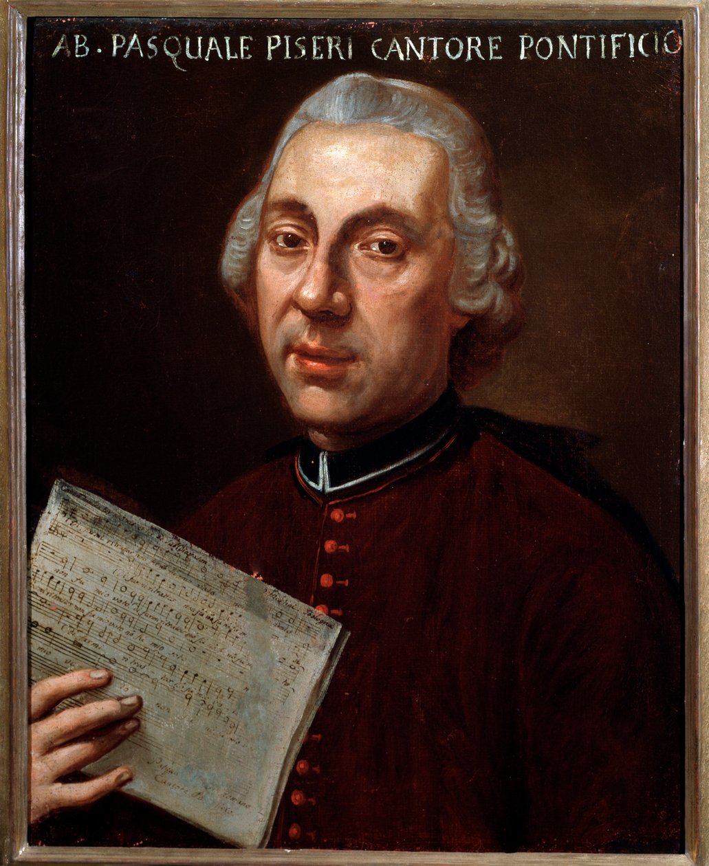Portræt af Pasquale Piseri (Pisari) (1725-1778) italiensk komponist Anonym maleri. Bologna fra det 18. århundrede, borgerligt musikmuseum af Unknown artist