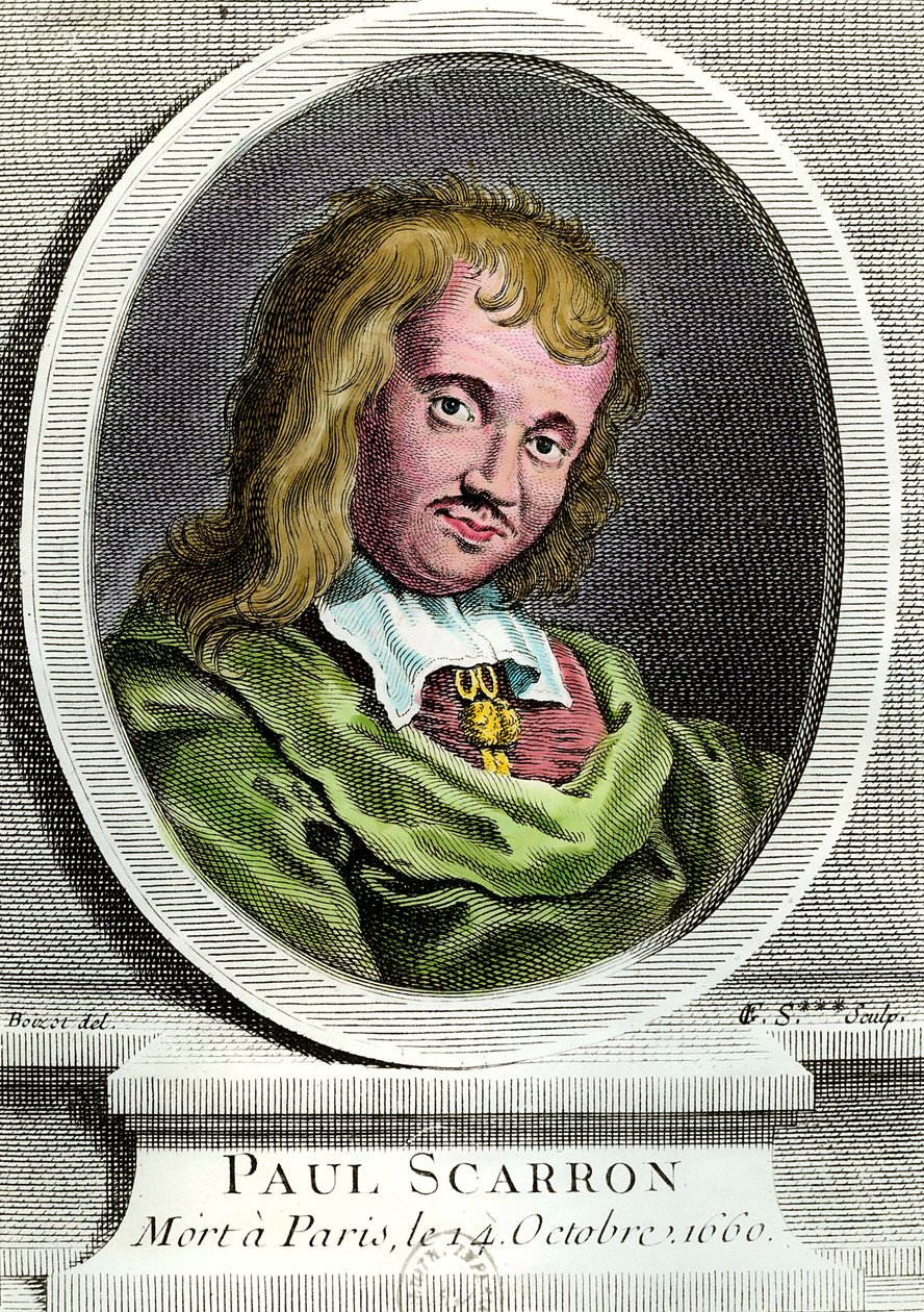 Portræt af Paul Scarron (1610-1660), fransk forfatter. Stik af det 17. århundrede. Privat samling. af Unknown artist