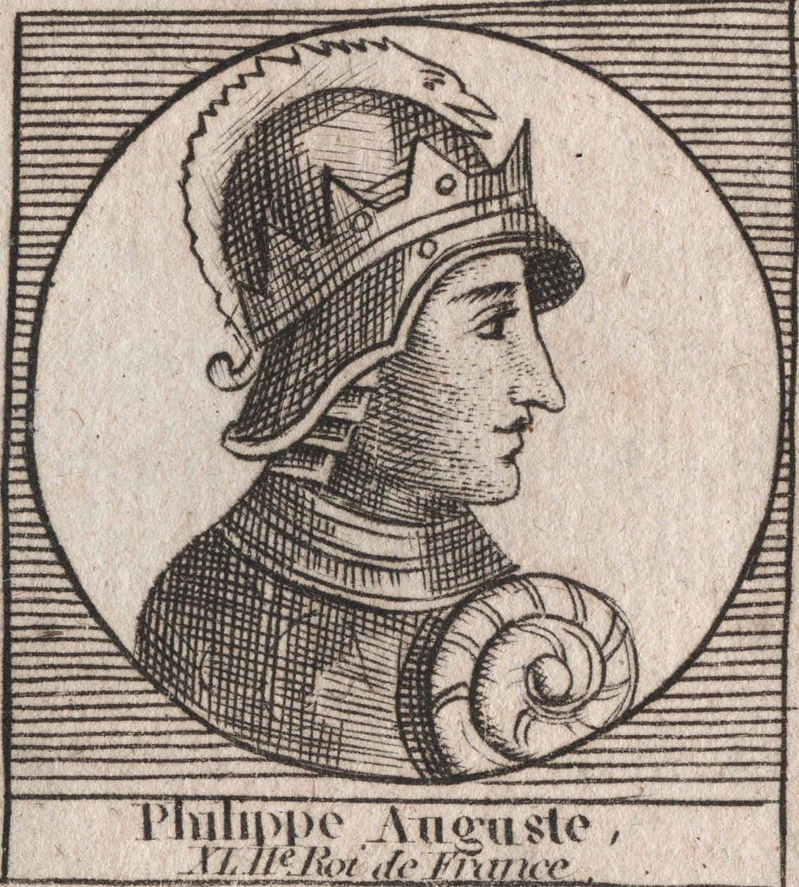 Portræt af Philip II dit Philippe Auguste (1165-1223) - Philip Augustus II (1165-1223) Konge af Frankrig - gravering fra "" Instruction sur l