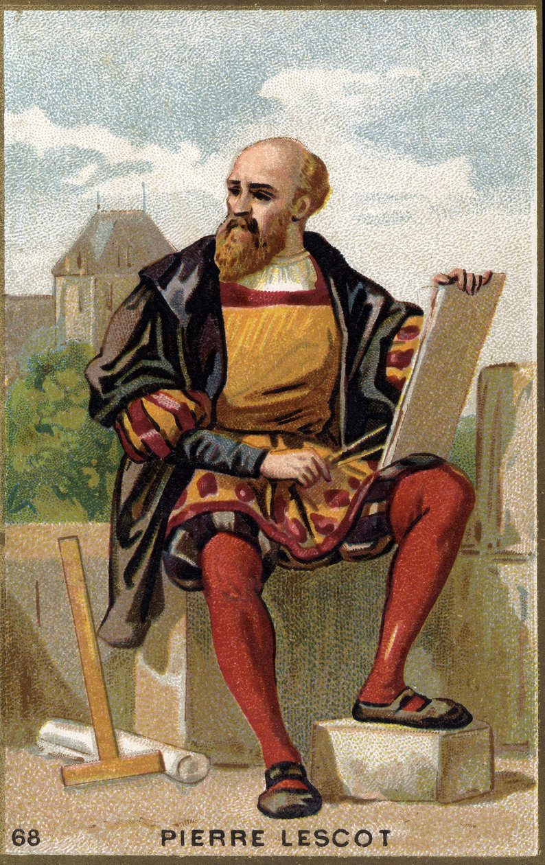 Portræt af Pierre Lescot (1515 - 1578), fransk arkitekt og maler. Kromolitografi af det 19. århundrede. af Unknown artist