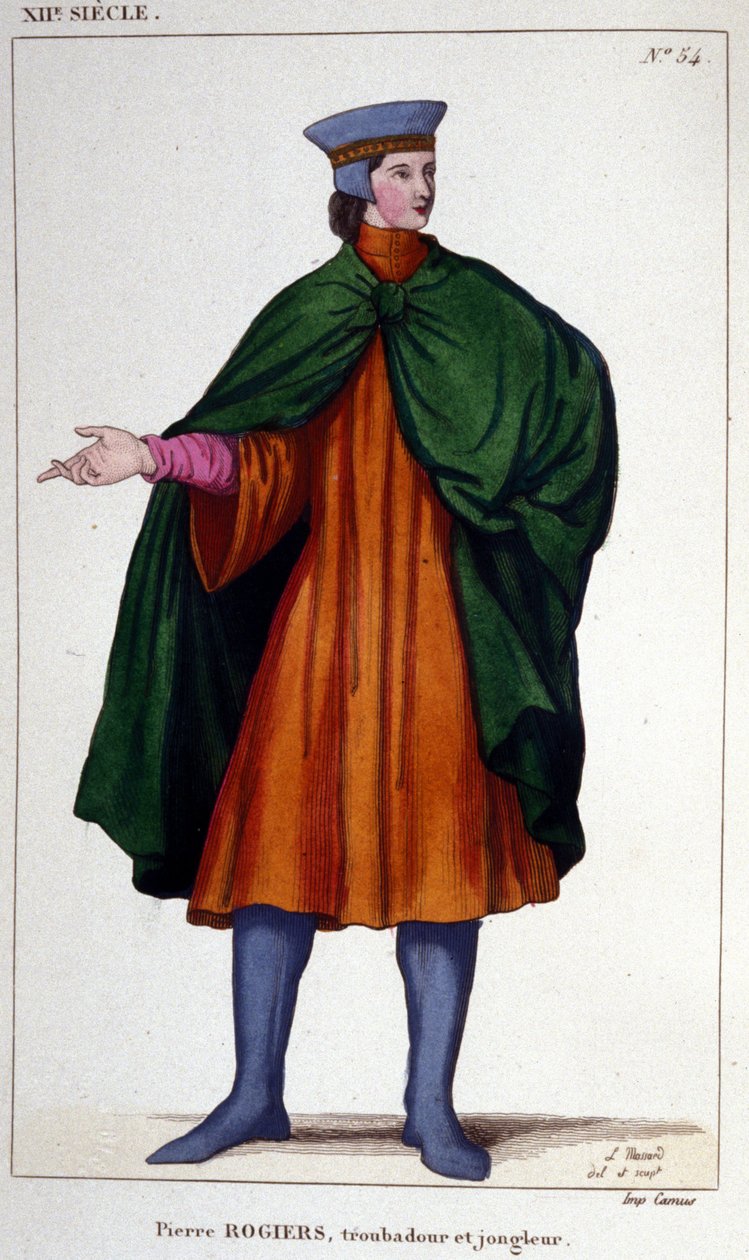 Portræt af Pierre Rogiers, troubadour og jonglør fra det 12. århundrede. af Unknown artist
