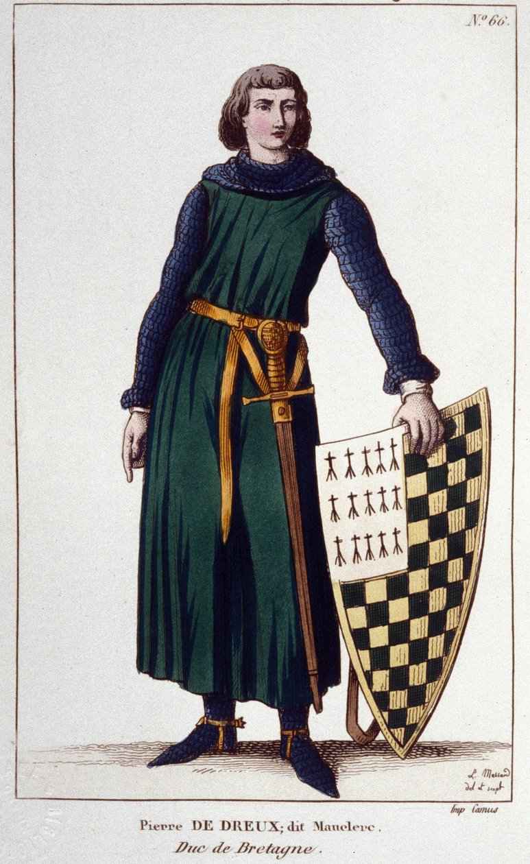 Portræt af Pierre de Dreux, dit Mauclerc, hertug i 1213. Stik af 1830. af Unknown artist