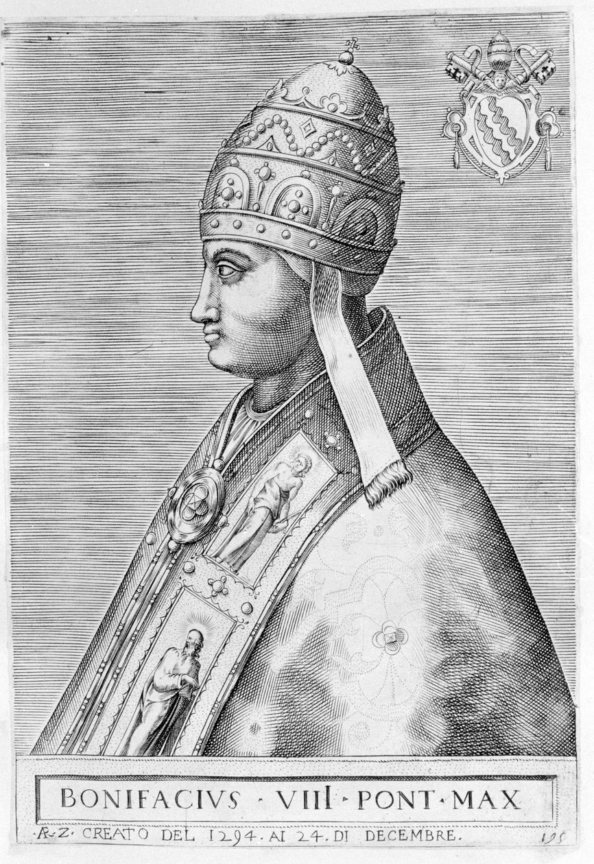 Portræt af pave Boniface VIII (Benedetto Caetani dit Boniface VIII af Unknown artist