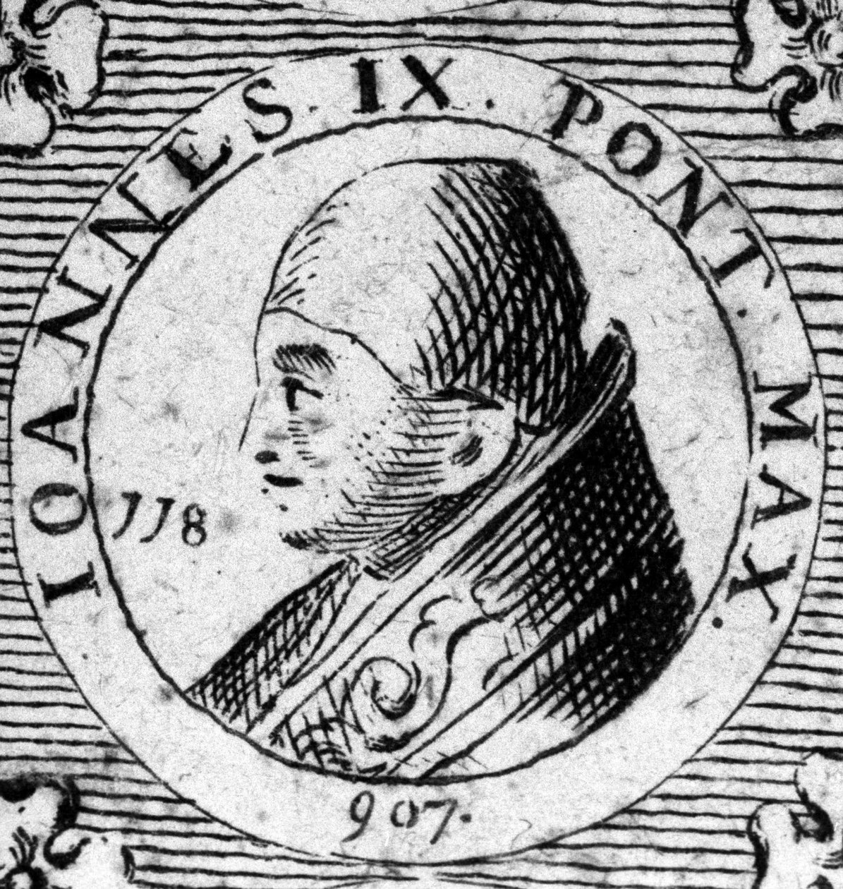 Portræt af pave Johannes IX (898-900). af Unknown artist