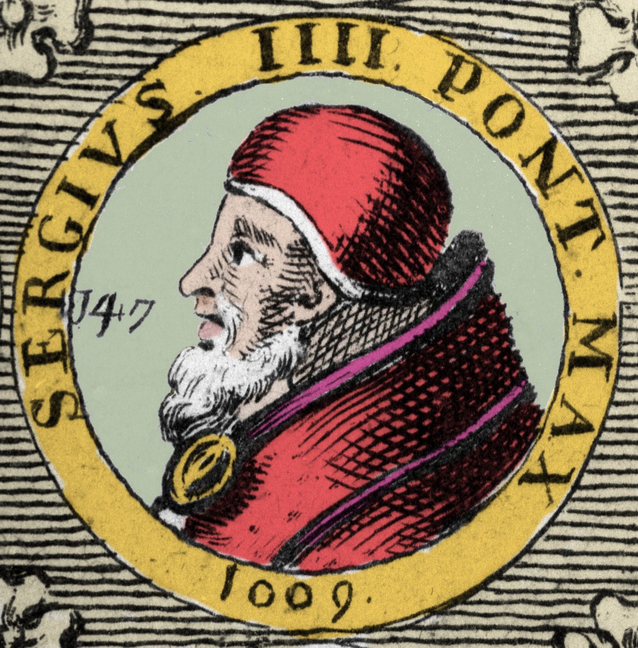 Portræt af pave Sergius IV eller Sergius IV Sergio IV. 11. århundrede. af Unknown artist