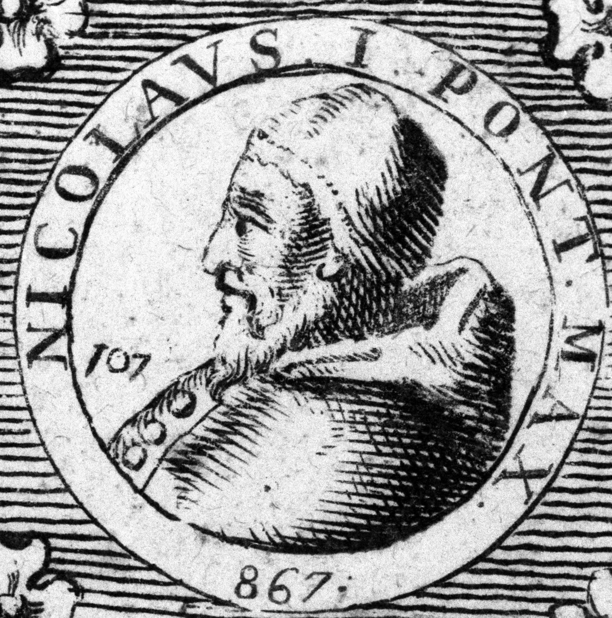 Portræt af pave Sankt Nikolaus I den Store (858-867). af Unknown artist