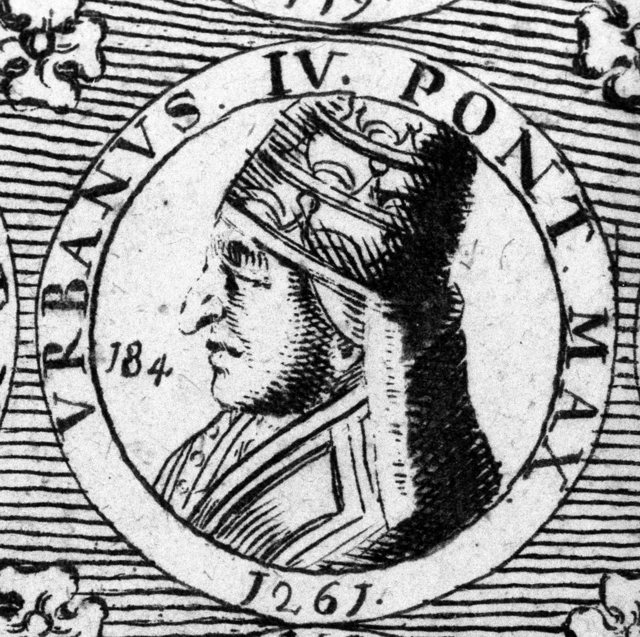 Portræt af pave Urban IV (1185 - 1264). 1700-tals stik. af Unknown artist