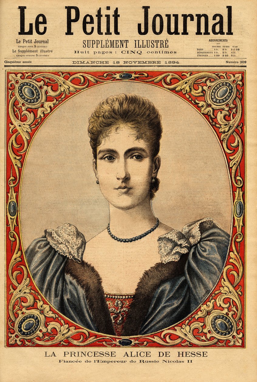 Portræt af prinsesse Alix af Hessen (eller Alexandra af Hessen Darmstadt af Unknown artist