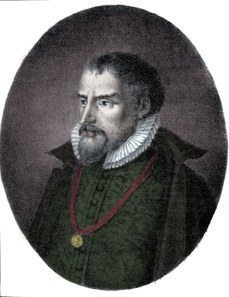 Portræt af Roland de Lassus (Orlandus eller Orlando de Lassus, ca. 1531-1594), fransk-flamsk komponist. af Unknown artist