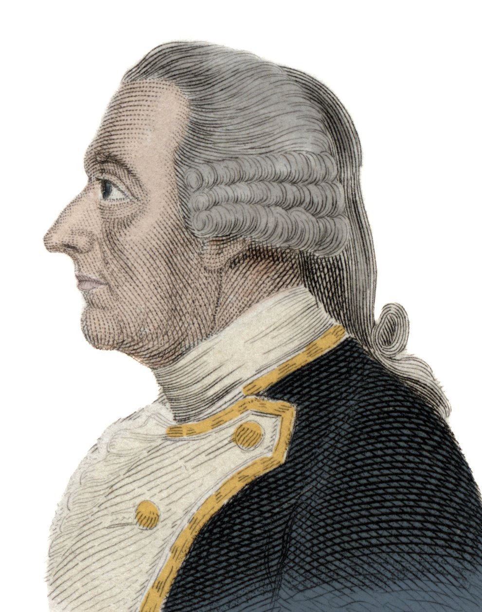 Portræt af Sir Charles Hardy (1714-1780), en engelsk søofficer og guvernør i Newfoundland, Newfoundland. Indgravering af det 19. århundrede. af Unknown artist