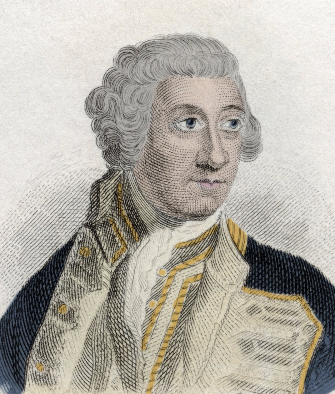 Portræt af Sir Charles Saunders (ca. 1715-1775), engelsk admiral i den britiske kongelige flåde og First Lord of the Admiraut. Indgravering af det 19. århundrede. af Unknown artist