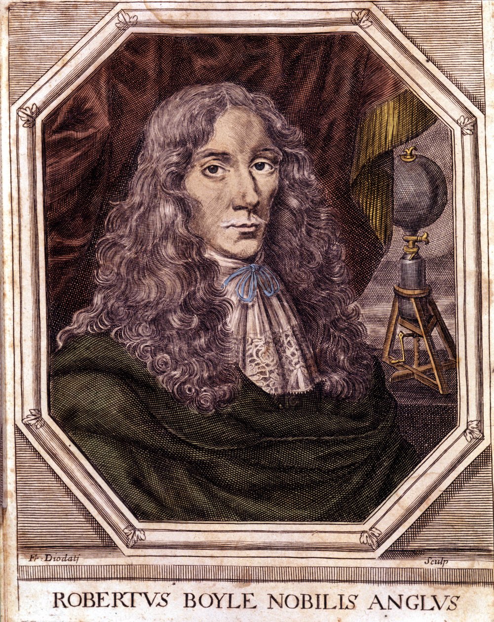 Portræt af Sir Robert Boyle (1627-1691), anglo-irsk fysiker og kemiker. af Unknown artist