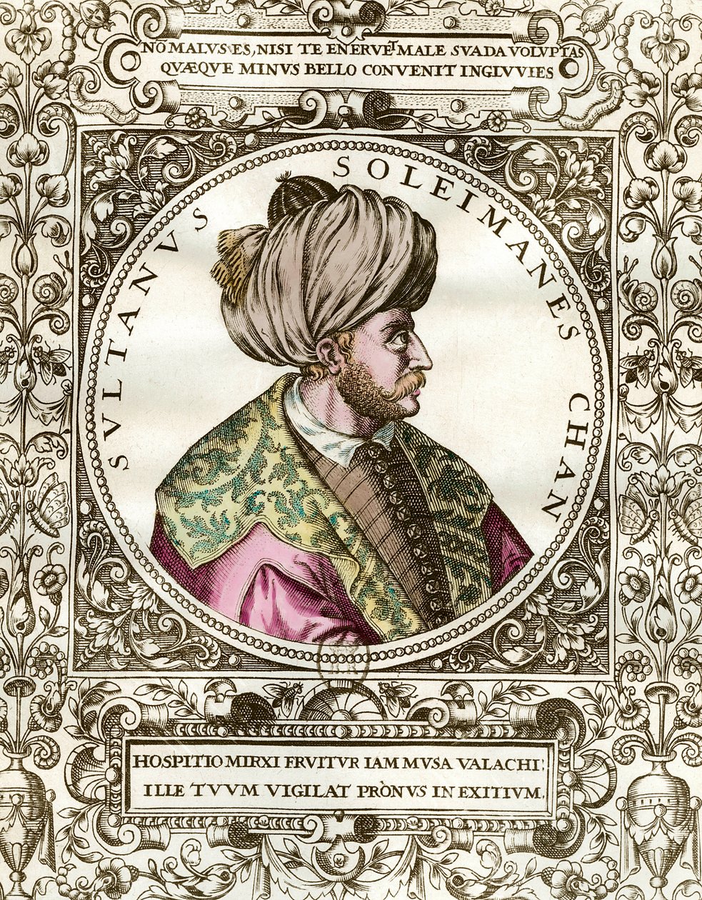 Portræt af Soliman den Storslåede (1494 - 1566) Sultan Ottoman. Indgravering af det 16. århundrede. Privat samling. af Unknown artist