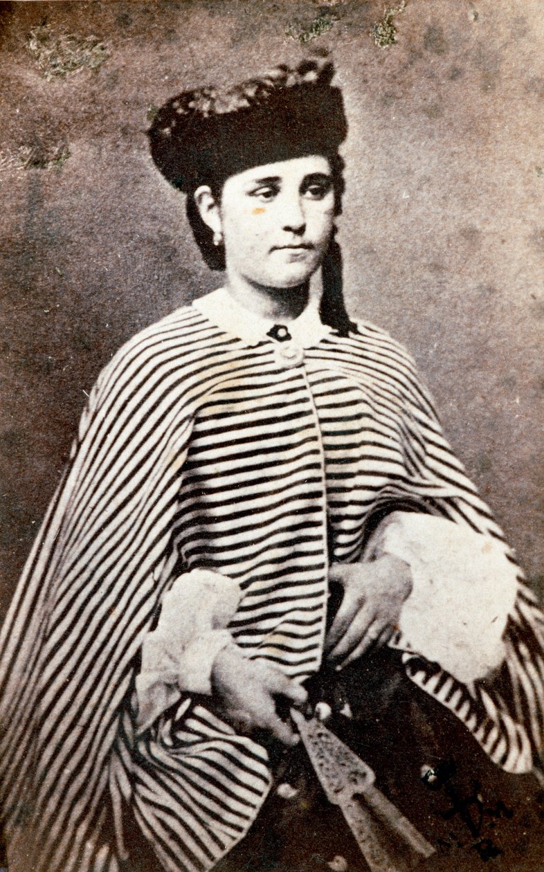 Portræt af Teresita Garibaldi (1845-1903), datter af den italienske patriot og helte fra Risorgimento Giuseppe Garibaldi (1807-1882) og hans første kone Anita (1821-1849). Fotografi privat samling af Unknown artist