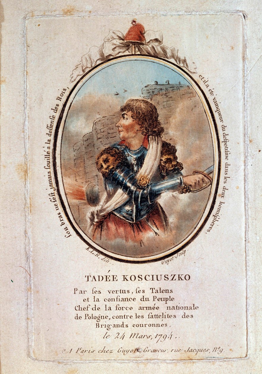 Portræt af Thaddeus (Tadeusz) Kosciuszko (Kosciusko) (1746-1817), polsk patriot den 24. marts af Unknown artist