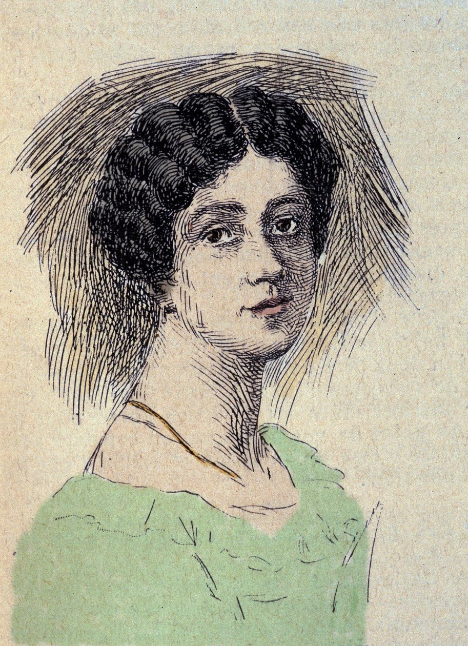 Portræt af Theodore Ulrike Sophie von Levetzow (1804-1899) Sidste kærlighed af Johann Wolfgang von Goethe (1749-1832) (Portræt af baronesse Ulrike von Levetzows sidste elsker af Goethe) Gravering af Unknown artist