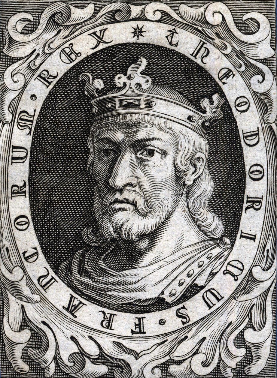 Portræt af Thierry II (? - 613), konge af Bourgogne og Austrasia. af Unknown artist