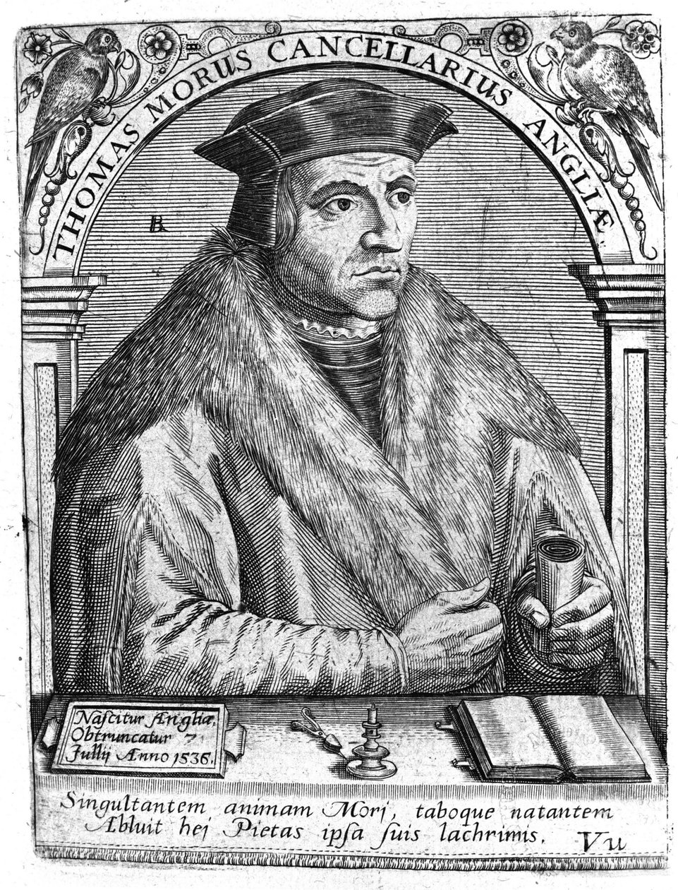 Portræt af Thomas More (1478 - 1538), engelsk politiker og humanist. af Unknown artist