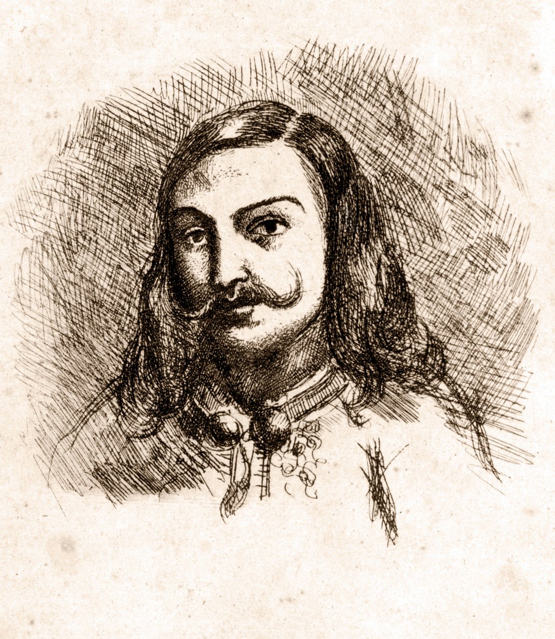 Portræt af Théophile Gautier. Tegning. 19. århundrede. af Unknown artist