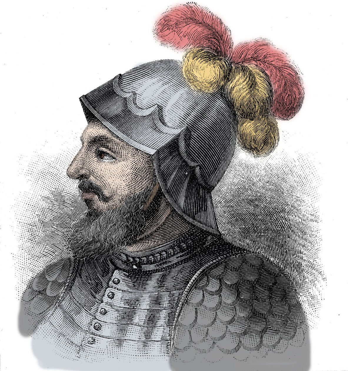 Portræt af Vasco Nunez de Balboa, spansk erobrer (1475-1517) - Gravering 1800-tallet af Unknown artist