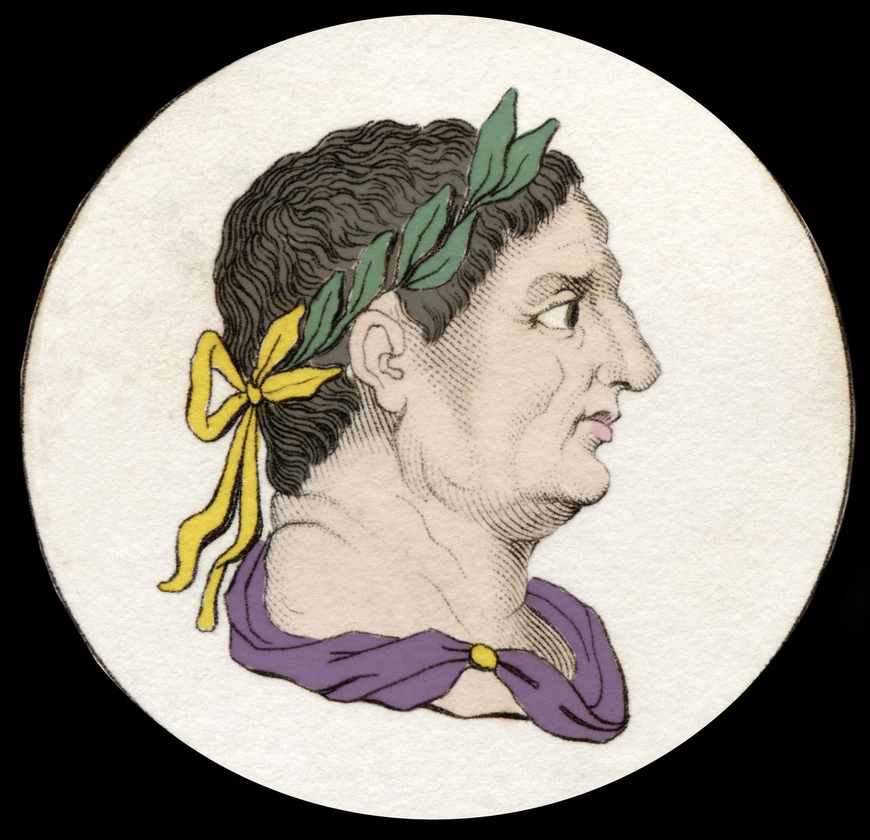 Portræt af Vitellius (15-69) er en romersk kejser. Indgravering af det 19. århundrede. af Unknown artist