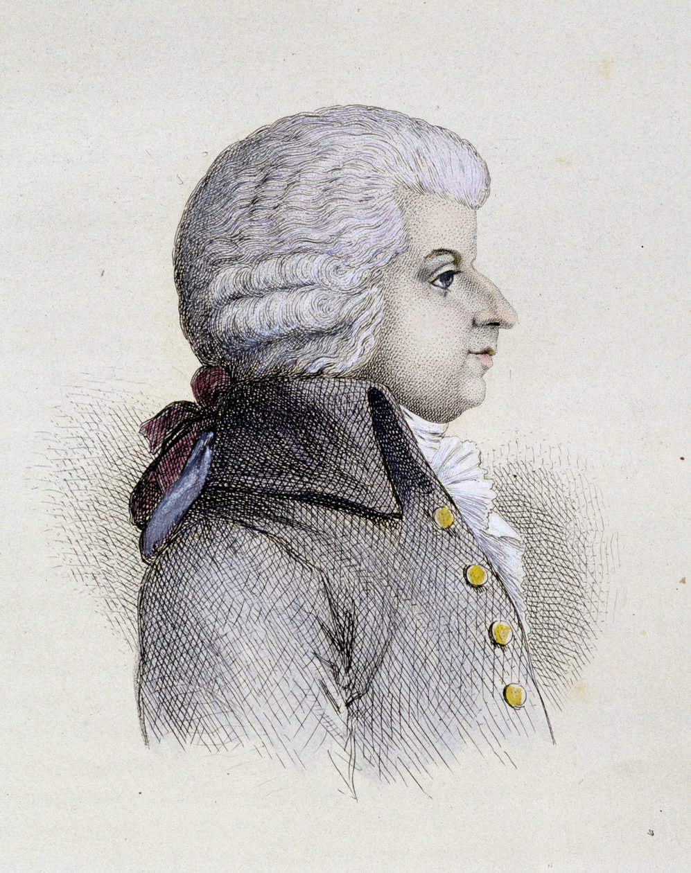 Portræt af Wolfgang Amadeus Mozart (1756-1791) ung - gravering af Unknown artist